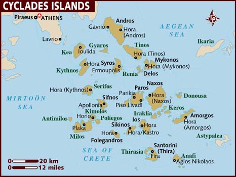De Griekse Cycladen waaronder Santorini